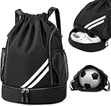 Zorplex Sportrucksack, Mode Sport Turnbeutel, Verstellbar Große Kapazität Tunnelzug Gymsack, Wasserdicht Sportbeutel Mit Schuhfach, Turntasche für Sport, Reisen und City für Erwachsener Jugend