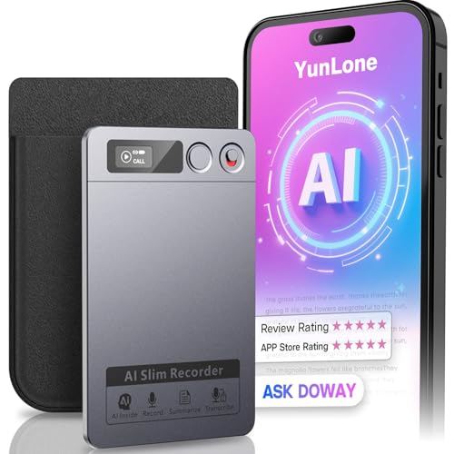 AI Voice Recorder, Note Voice Recorder Transcribe & Summarize with AI Technology, App Control Supports 152 Languages, Magnetic Case 64GB Memory Audio Recorder for Lectures, Meetings, Interviews, Calls