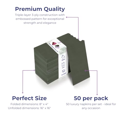 Servilletas desechables compostables 16x16 | Paquete de 50 servilletas de 3 capas para eventos 3
