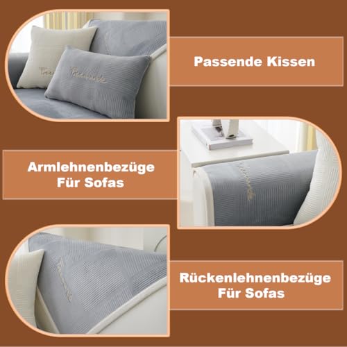 Bettschlange Universelle Sofa Überzug, Sofadecken für Sitzfläche, Sofaschoner rutschfest, L/U Form Sofaüberwurf, Sofa Cover, Sofabezug Ecksofa,Grau,70x70cm