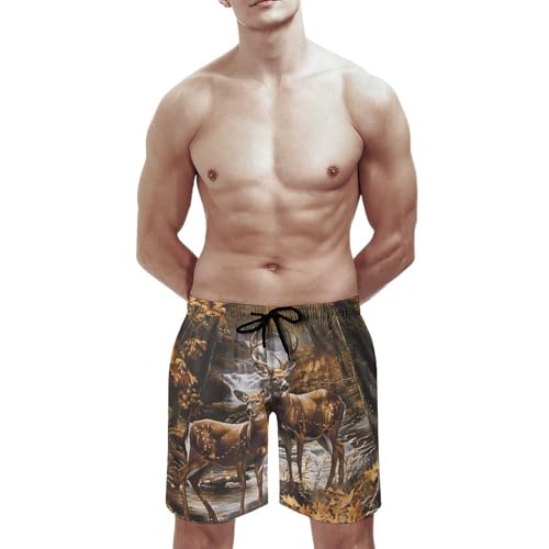 Camouflage Deer Mens Swim Trunks Beach Shorts Quick Dry Bathing Suits And Mesh Lining2
