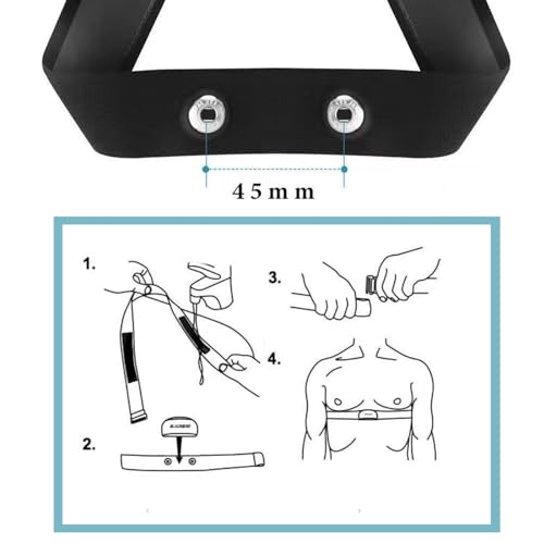 Recambio Cinta frecuencia Cardiaca Bluetooth Ant+,Banda elástica Ajustable (70 cm a 105 cm) - Compatible con Garmin,Wahoo,Bryton,Polar H10 H9, Coospo, Magene - Resistente al Agua y al Sudor - imagen 2