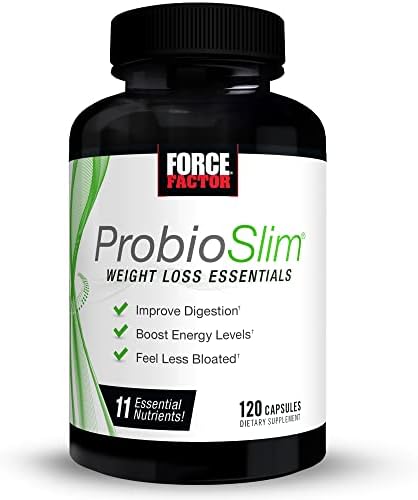 Force Factor ProbioSlim Weight Loss Essentials Complete Daily Digestive Health and Weight Loss Probiotic Supplement for Women and Men with Electrolytes and Green Tea Extract, 120 Capsules