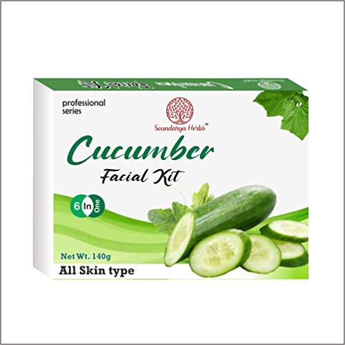 Soundarya Herbs Cucumber Facial Kit mask -Enriched with Cucumber Extract -Facial kit For Man & Woman-Skin care product 140gm Pack Of 1.
