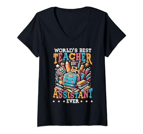 Womens Funny Teacher's Aide Gift Teacher Assistant Paraprofessional V-Neck T-Shirt