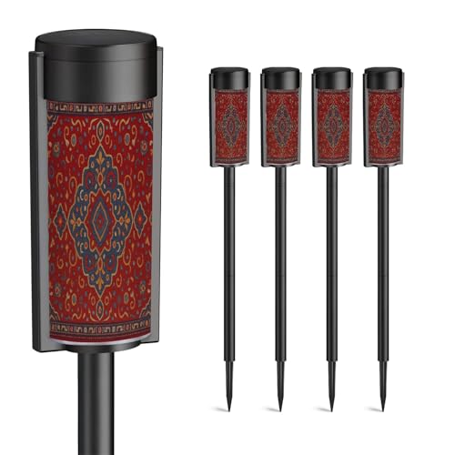 BVCAHSAW 4 Pack Solar Pathway Lights Outdoor Waterproof Illustrated Carpet