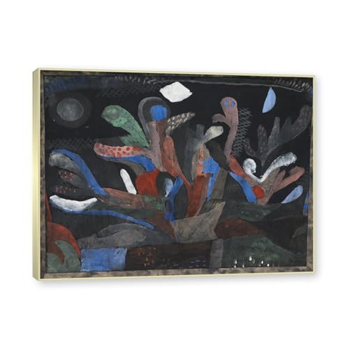 Tableau Mural Decoration Salon Paul Klee Cadre Or Champagne Toile Abstraite 40x50