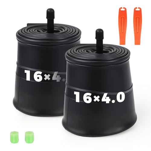 16x4.0 Inner Tube E Bike Tube with Extra 2 Fluorescent Valve Ideal for Mountain Bikes E-Bikes