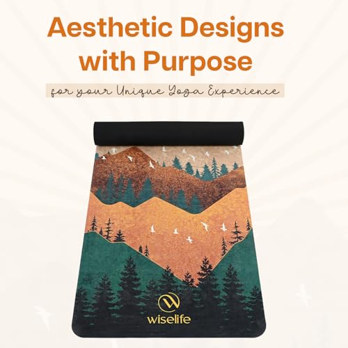 Image of WiseLife PU Natural Rubber Yoga Mat | XL & Extra Wide | Anti-Skid & Slip-Resistant | with Carry Strap - Perfect for Yoga & Workouts (Arabian-Morning)