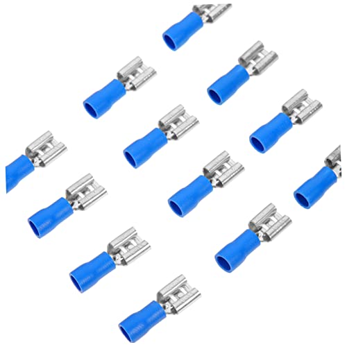 FUNOMOCYA 100pcs Insulated Terminal Quick Connector Spade Terminal Self-Stripping Insulated Connectors Crimp Connectors Crimp Connector Kit Male Female Wire Terminals Plastic Blue