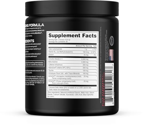 Image of Bucked Up Pre Workout Freedom Pop | 200mg Caffeine with Citrulline Malate Beta Alanine AlphaSize and Taurine | Pre Workout Powder (30 Servings)