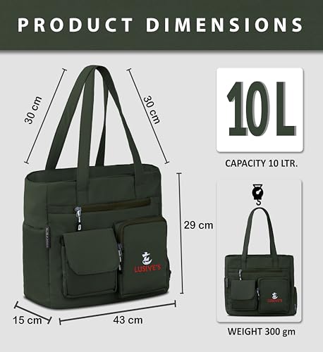 Image of Lusive's Double Pocket Handbag for Women: Stylish, Ideal Companion for Work, Travel, Polyester Material, Spacious 10-liter Capacity, 6 Pockets.