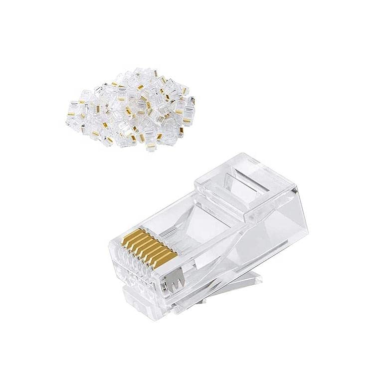 PrimeX Plus PX-CAT460 Cat6 RJ45 Konnektör, 100’lü Paket Cat6 Ethernet Jak Plug, Altın Kaplama 3 Tırnaklı RJ45 Kablo Ucu, Network LAN İnternet Kablosu Sonlandırma Konnektörü, Standart Cat6 Plug