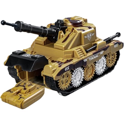 Hitatol (Yellow Military Tank Toy with Projectile, Gear-Driven Action, Rotating, Manual Operation, Ages 3+