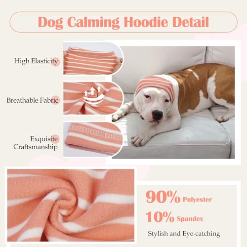 Image of Nanaki Calming Hoodie Dog Grooming Ear Cover Anxiety Relief-No Shake Dog Ear Wrap Hematoma, Striped Head Wrap Snoods for Noise Protection, Bath, Fireworks, Thunderstorm, Blow Drying, Warm-Keeping