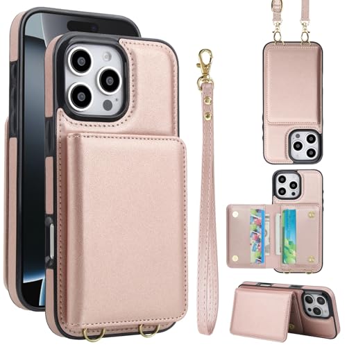 Étui portefeuille iPhone 14 Pro rose gold pour tout garder à portée