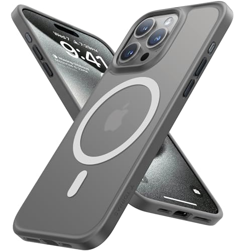 TORRAS ShieldMate & Magnetic Shockproof Designed for iPhone 15 Pro Case, [Military-Grade Drop Tested][Compatible with MagSafe], Grey