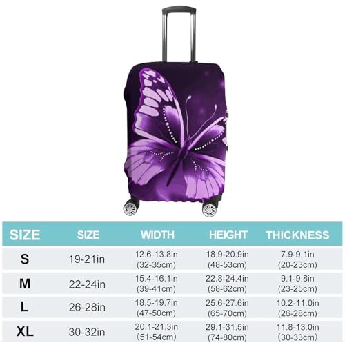 Cute Purple Butterfly Printed Luggage Cover Protector, Fits 18-32 Inch Luggage2