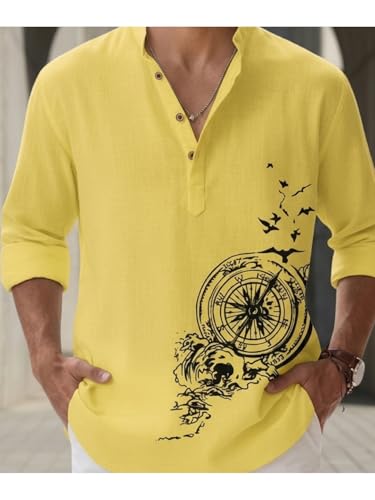 Image of DEELMO Men's Cotton Blend Mandarin Collar Self One Design Full Sleeve Casual Short Kurta