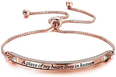 CENWA Memorial Bracelet Jewelry Sympathy Gift A Piece of My Heart Lives in Heaven Zircon Bracelet Loss Jewelry Gift (a Piece of br RG)