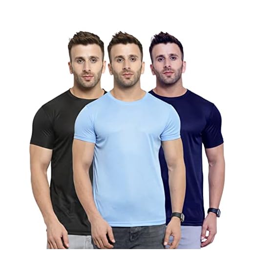 AWG - All Weather Gear Men's Polyester Dry Fit Round Neck Half Sleeve T-Shirt (Black, Sky Blue, Dark Grey, Medium) - Pack of 3