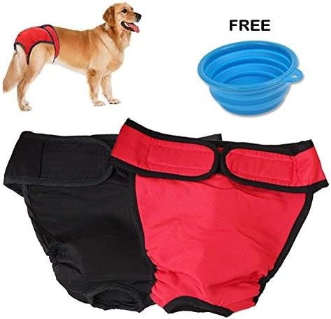 Comfortable Dog Underwear Dog Diapers Pants Male Female with Fastener Strap to Put On/Off | Unisex Washable Reusable Sanitary Panties for Small to Large Dogs Pet | Premium High Absorbency Cotton