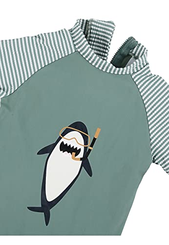 Sterntaler Schwimmanzug Hai - Jungen Badebekleidung - Badeanzug Kurzarm - UV-Schutz 50+ Schwimmanzug mit Windeleinsatz bis Größe 86/92 - Baby und Kinder Bademode - mattgrün, Größe 80