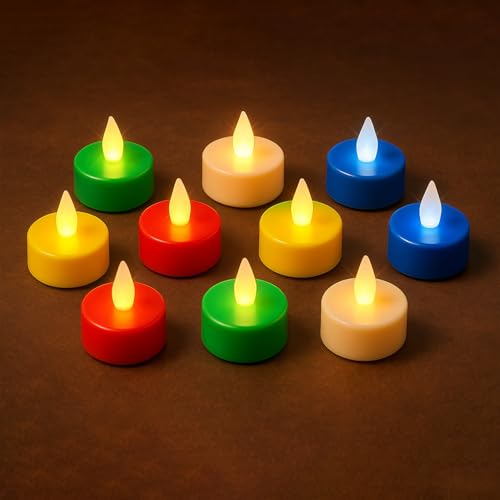 Image of Flameless LED Tealight Candles, Battery Operated Smokeless Decorative Tea Lights for Home, Diwali, Wedding, Party & Festival Decoration (Multicolor, Pack of 100)