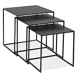 Paris Prix - Lot De 3 Tables Gigognes en Métal Lino 50cm Noir