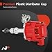 A-Premium Ignition Distributor with Cap and Rotor Compatible with Ford 351C 351M 400 429 460 HEI Distributor 7500 RPM 65K Coil, Red