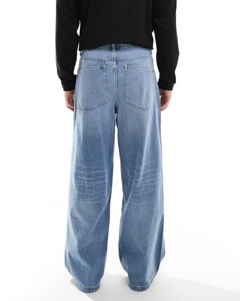 Image of M Q Denim Men Loose Fit Denim Jeans | Whisker Spray | Mid Rise & Pure Cotton | Daily Casual Wear