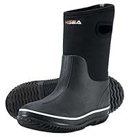 HISEA Kids Rain Boots for Boys Girls, Waterproof Insulated Rubber Neoprene Boots, Seamless Outdoor Rainboot with Handles All Weather Mud Boots for Rain, Water, Snow and Winter