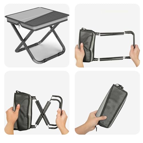 Zabplox 2-in-1 Collapsible Camping Stool & Sling Bag / 220LB Load Capacity Folding Portable Fishing Stool/Collapsible Stool for Camping, Hiking, Fishing, Gardening & Beach Outdoor Activities,Grey