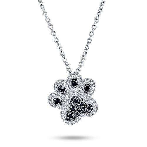 BFF Pet Animal Lover Black CZ Enamel Dog Cat Puppy Paw Print Earrings Necklace Pendent Bracelet For Women Gold Plated .925 Sterling Silver