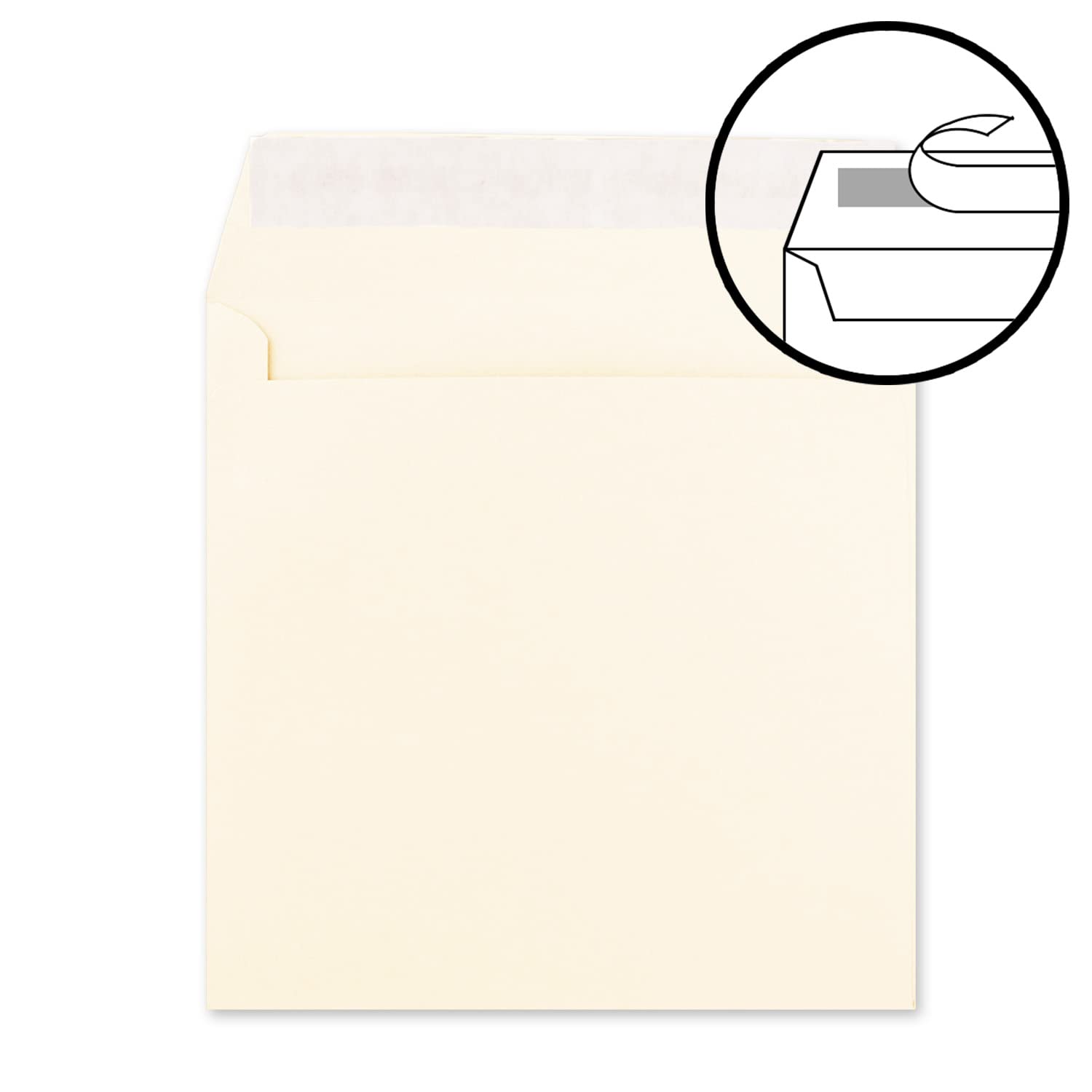 NEUSER PAPIER 700 sobres cuadrados, color blanco ópalo, 17 x 17 cm, gramaje: 120 gramos por m², cierre autoadhesivo, solapa plana