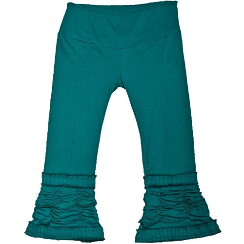 Jedzebel cotton 3/4 length yoga ruffle pants - de05 (turquoise, s…