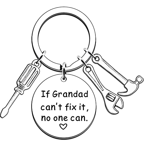 JMIMO Grandad Gifts Grandad Keyring Birthday Christmas Father's Day Gifts for Grandad Grandpa from Grandchildren If Grandad Can't Fix It, No One Can