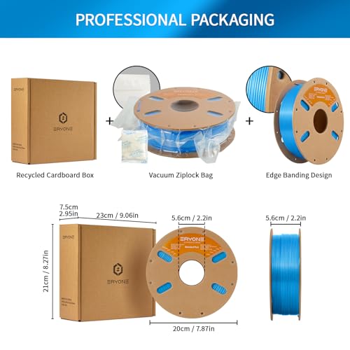 Image of ERYONE PLA Filament 3D Printer PLA Filament 1.75mm + /- 0.03mm, PLA Filament 1KG Cardboard Spool(2.2LBS), Blue