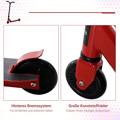HOMCOM Pro Stunt Scooter, Freestyle Tricks, met 100 mm PU-wielen, voor kinderen en volwassenen, aluminium, zwart/rood - Afbeelding 6