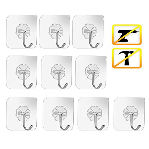 Preisvergleich Produktbild JIASHA Transparenter Wandhaken,Magische Haken,Transparente Haken,Klebehaken Transparent,Klebehaken Selbstklebend Haken für Küche Bad Wand & Decke Aufhänger (Transparent)