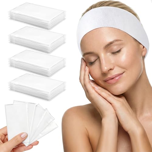 Disposable Headbands for Spa & Facials 48pcs White Disposable Spa Headbands for Women Professional Headband for Facials Esthetician Skincare & Washing Face Non-Woven Disposable Hair Bands Pack