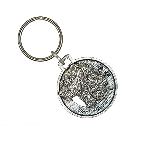 Springer Spaniel Keychain, Dog, Pewter, D172KC, 1 1/2