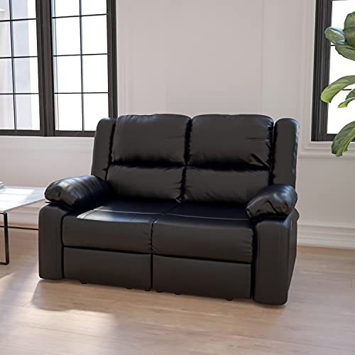 Flash Furniture Harmony Series Black LeatherSoft Loveseat with Two Built-In Recliners