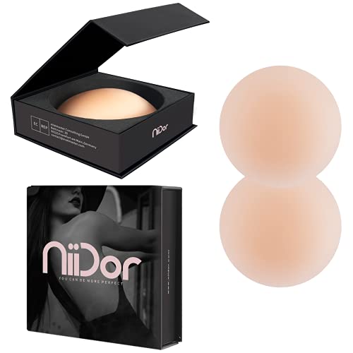 Niidor Breast Lift Nipplecovers Pastie Self Adhesive Strapless Backless Reusable Sticky Push up Bra for Women 3in