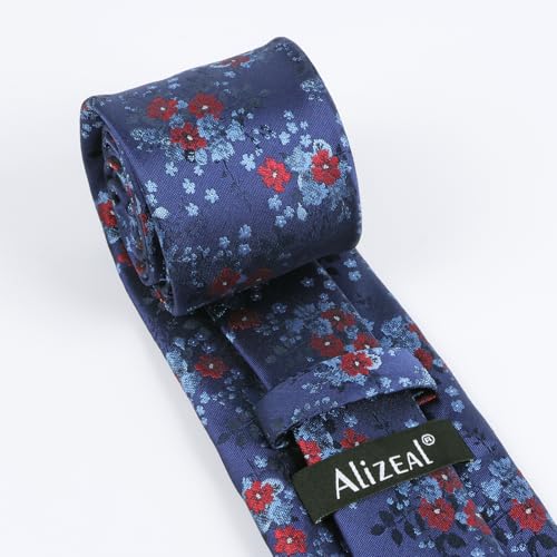 Image of Alizeal Mens 3.15inches Delicate Floral Tie with Small Flower Printed Handkerchief Set