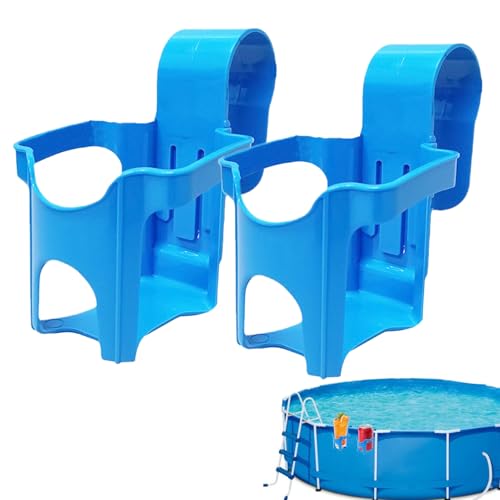 Portabebidas de piscina | Contenedor para bordopiscina | 2 portavasos colgantes para bebidas, alimentos, gafas de sol juguetes