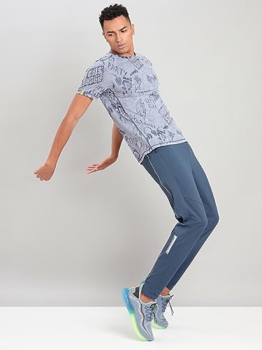 Image of TECHNOSPORT Men Polyester Regular Fit Half Sleeve Jacquard T-Shirt with Double Cool, Quick Dry & Anti Microbial for Sports, Running & Casual Use