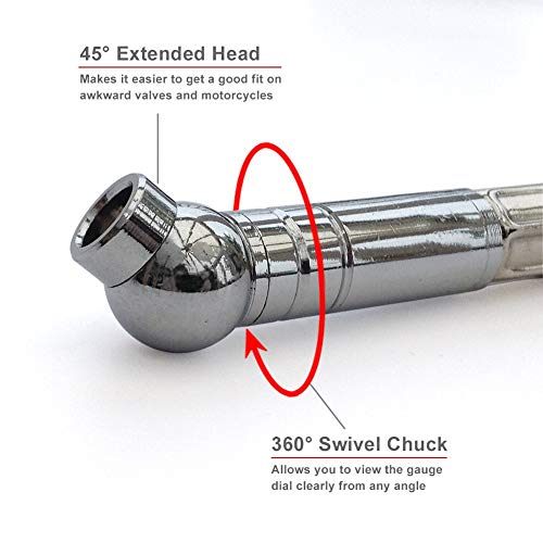 TireTek Tire Pressure Gauge for Cars and Trucks (60 PSI, ANSI Certified) - Air Pressure Gauge for Tires, Motorcycle & SUV with Flexible Air Chuck - Easy to Read Analog Circular Dial Low PSI Checker - Image 4