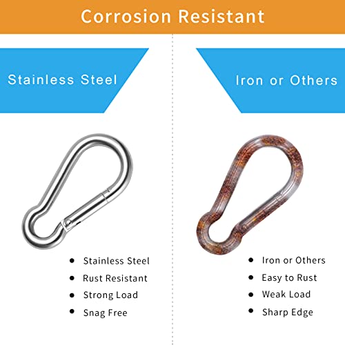 Small Carabiner Clip,12 Pcs Mini Carabiner,Stainless Steel Spring Snap Hooks,1.57 Inch Caribeener Clips For Rope Flag Pole (1.57Inch-12Pcs) #TOP2