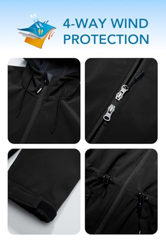 Image of FARVALUE Women's Long Softshell Jacket Waterproof Lightweight Warm Windproof Hooded Fleece Lined Rain Coat for Outdoor
